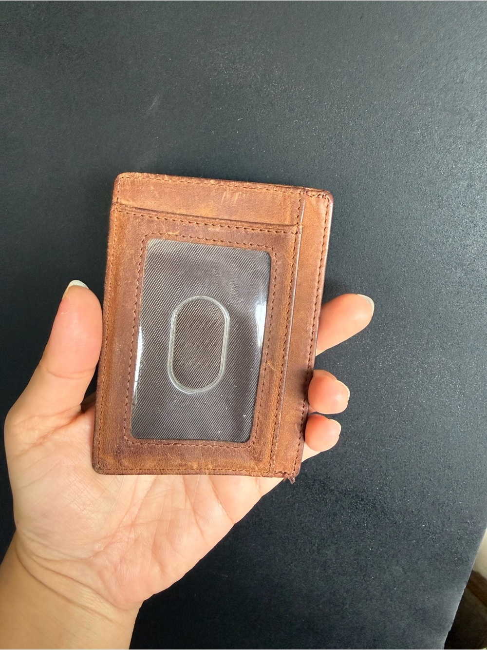 Travelambo Men’s Brown Leather Slim Card Wallet - Picture 2 of 2